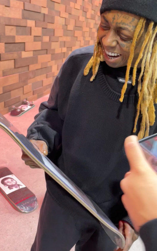 Lil Wayne Skate Squad Gift Him With His First Ever Signature Skateboard For Turning Pro