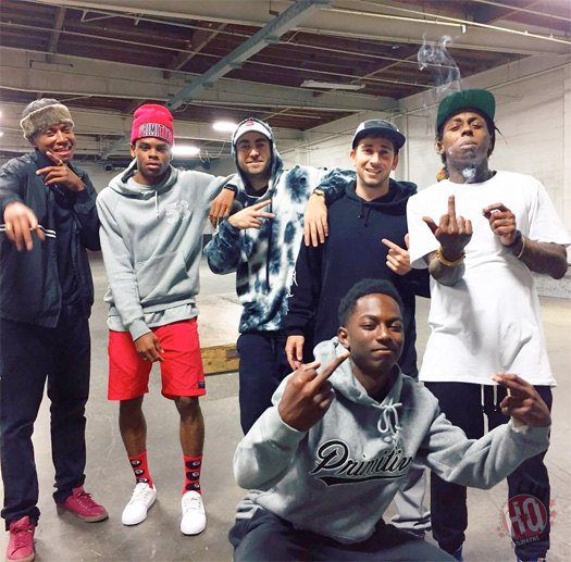 Lil Wayne Has A Skateboarding Session At Brandon Biebel Private Indoor Skatepark In California