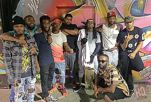 Lil Wayne Has A Skateboarding Session At The Bridge Skate Park In New Jersey