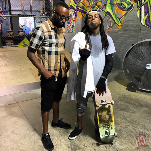 Lil Wayne Has A Skateboarding Session At The Bridge Skate Park In New Jersey