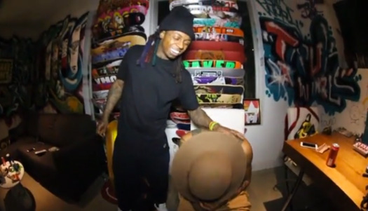 Lil Wayne Goes Skating In His House & On His Roof