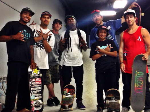 Lil Wayne Goes Skating At Paul Rodriguez Private Skate Park In Los Angeles