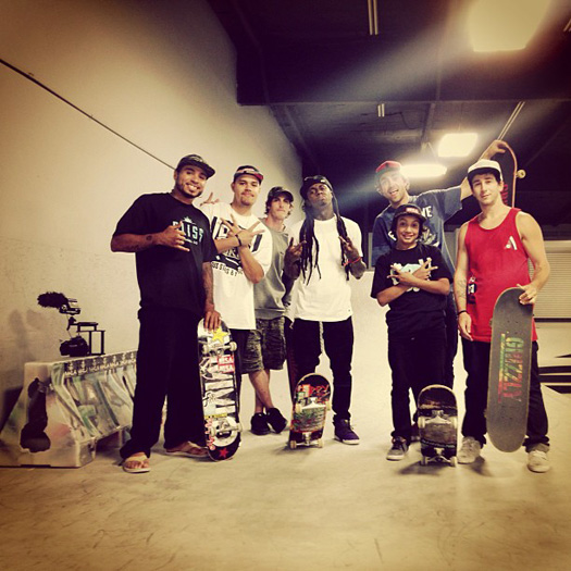 Lil Wayne Goes Skating At Paul Rodriguez Private Skate Park In Los Angeles