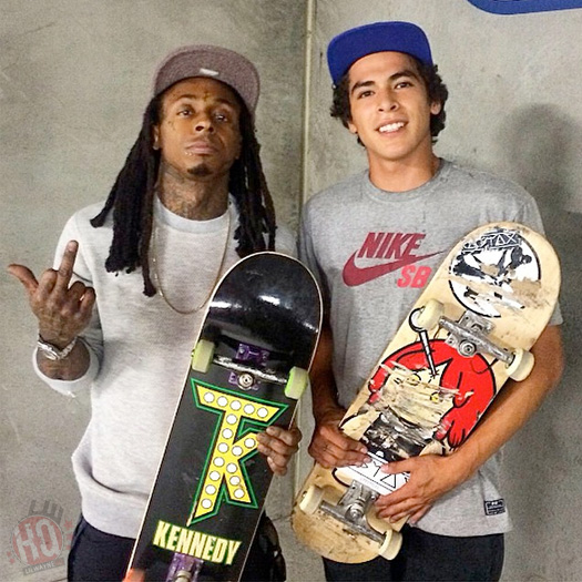 Lil Wayne Has A Skating Session With Nyjah Huston In California, Takes Photos With Fans