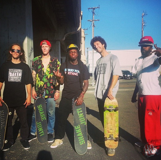 Lil Wayne Goes Skating On The Streets Of Los Angeles With His Baker Shake Junt Crew