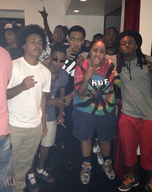 Lil Wayne Hits Up The Studio With B.o.B & Ashanti