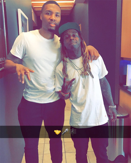 Lil Wayne Hits Up The Studio With Scott Storch & Damian Lillard