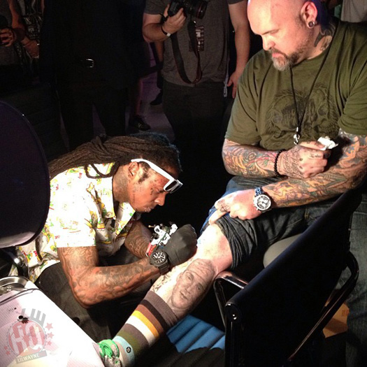 Lil Wayne Attends His SUPRA Spectre Shoe Launch, Tattoos BJ Betts & Chaz Ortiz