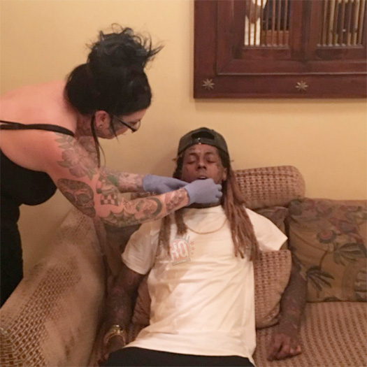 Lil Wayne Tattoos A Pair Of Glasses On His Forehead, Gets His Lip Re-Pierced