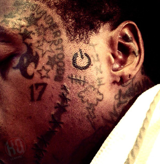 Lil Wayne Tattoos The Power Symbol On His Face