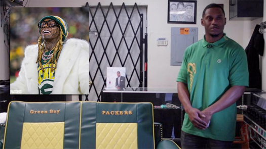 Lil Wayne Says Thank You To Furniture Maker Gib Fortune For Building Him A Custom Green Bay Packers Themed Sofa