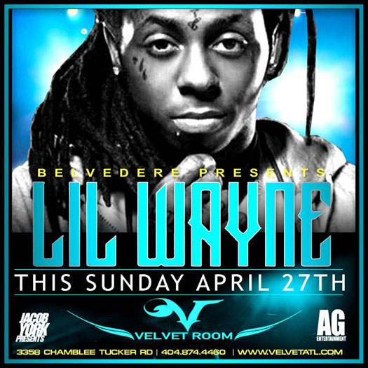 Lil Wayne To Party At The Velvet Room In Georgia On April 27th