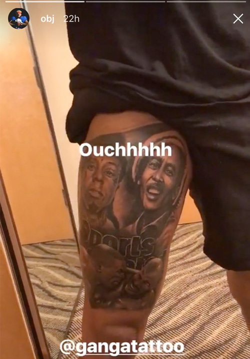 Odell Beckham Jr Tattoos A Portrait Of Lil Wayne On His Leg