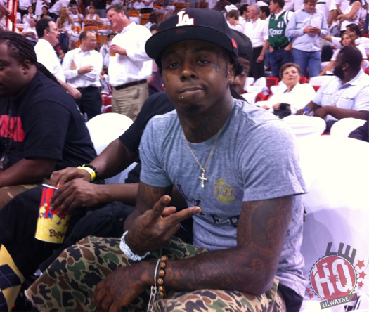 Pictures Of Lil Wayne Attending Miami Heat vs Dallas Mavericks Game
