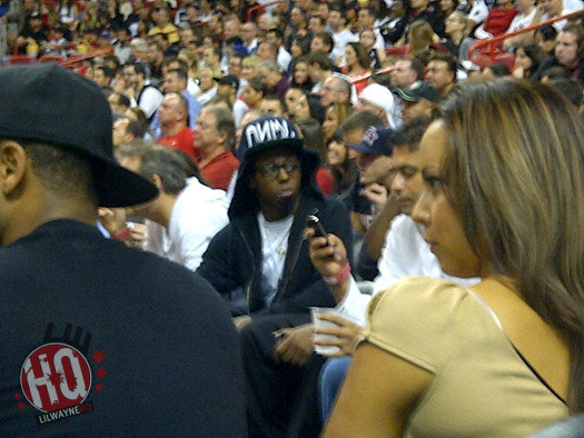 Pictures Of Lil Wayne Sitting Courtside At Charlotte Bobcats vs Miami Heat Game