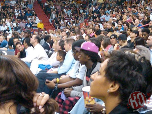 Pictures Of Lil Wayne Watching Miami Heat vs New York Knicks Game