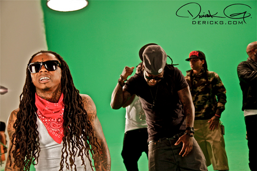 Lil Wayne On Set Of Ace Hoods Hustle Hard Remix Video Shoot