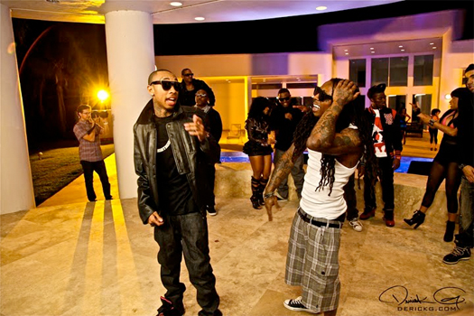 Pictures Of Lil Wayne On The Set For Young Moneys Bed Rock Video Shoot