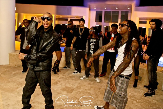 Pictures Of Lil Wayne On The Set For Young Moneys Bed Rock Video Shoot