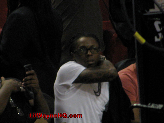 Photos Of Lil Wayne At The Miami Heat Game With Common
