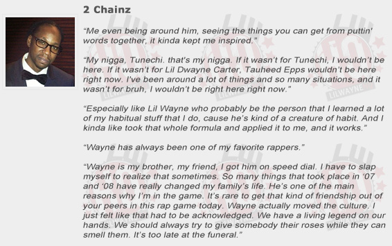 2 Chainz Compliments Lil Wayne