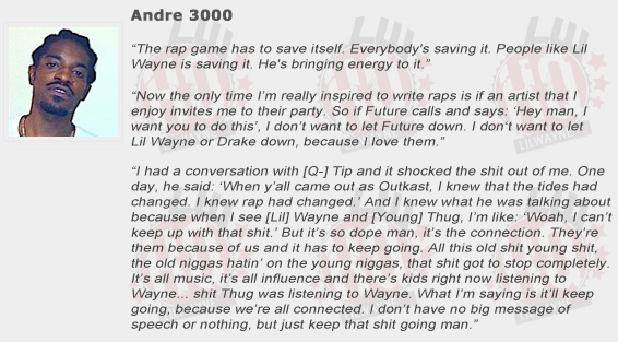 Andre 3000 Compliments Lil Wayne