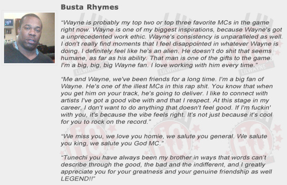 Busta Rhymes Compliments Lil Wayne