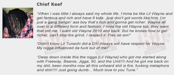 Chief Keef Compliments Lil Wayne