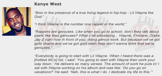 Kanye West Compliments Lil Wayne