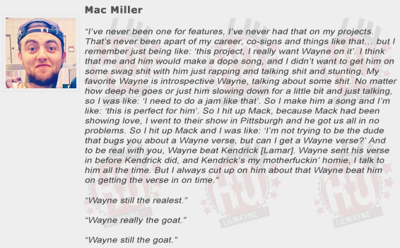 Mac Miller Compliments Lil Wayne