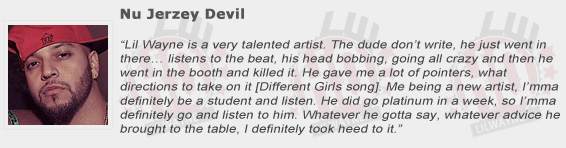 Nu Jerzey Devil Compliments Lil Wayne