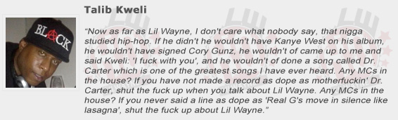 Talib Kweli Compliments Lil Wayne